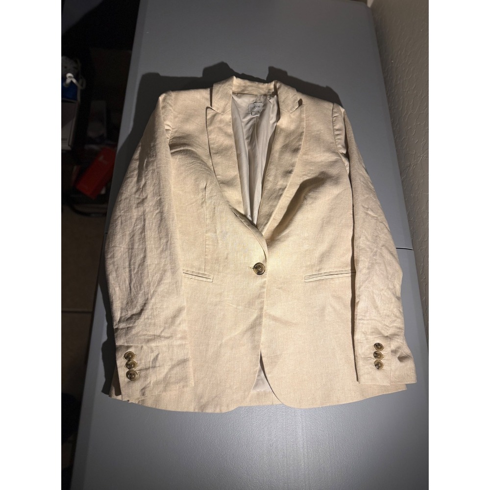 J.Crew Womens Crosshatch linen-cotton Holland blazer AL221 Size 4